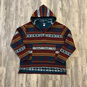 Vintage WOOLRICH Wool Aztec Southwestern Pullover Hoodie Size Large - Picture 1 of 7