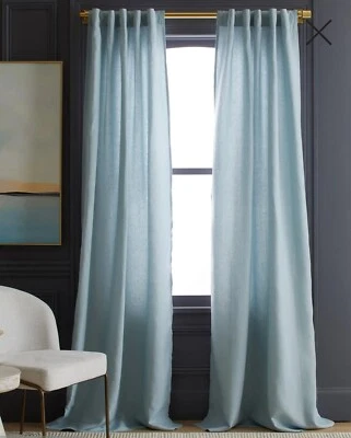 NWT! Quince Linen Light Blue Filtering Curtains, 48" x 84"- 2 Panels. (D6) - Image 1 of 4