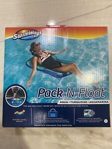 SwimWays Pack-N-Float 2-in-1 Pool Chair and Tote Bag Blue Teal Color Fun - NEW