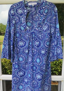 Womens Trina Turk Los Angeles Cotton Silk Blue Floral Print Dress Size 0 USA EUC - Picture 1 of 10