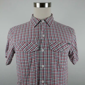 Columbia Mens Nylon Blend Omni Shade SS Button Up Red Gray Plaid Vented Shirt S - Picture 1 of 11