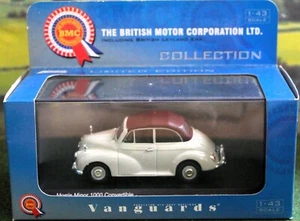 VANGUARDS BMC MORRIS MINOR 1000 CONVERTIBLE PEARL GREY MAROON ROOF MIB. VA07102 - Picture 1 of 2