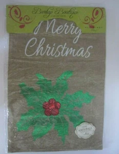 Arpillera Boutique Feliz Navidad Bandera Acebo Doble Cara 12.25 X 18 Pulgadas Nuevo - Imagen 1 de 7