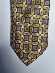 Joseph A. Bank Gold and blue Geometric Pattern Tie One SZ Signature collection - Picture 1 of 11