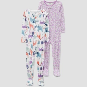 Carter's Just One You Kleinkind Mädchen 2er-Pack Safari Tiere Fuß Pyjama lila 12M - Bild 1 von 1