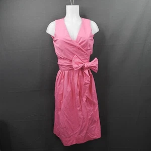 J Crew Womens Dress 6 Pink Faux Wrap Tied Y2K Preppy Tea Length Girly Classic - Picture 1 of 14