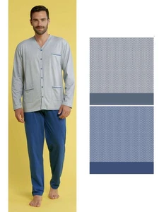 Pigiama uomo aperto in jersey di cotone Karelpiu' KC4177 - Picture 1 of 1