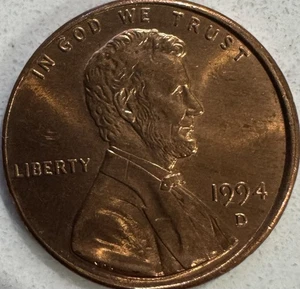 1994 D LINCOLIN Memorial Cent OFF CENTER STRIKE A/U #14B - Picture 1 of 2