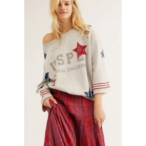 Free People Old Glory Pullover Sweatshirt Gr. S - Used Kombi Boho Stern Patch - Bild 1 von 13