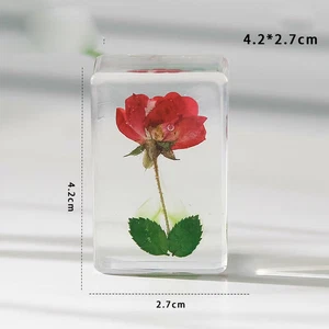 Pisapapeles resina enseñanza oficina hogar decoración flor seca rosa roja muestra - Imagen 1 de 2