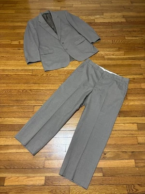 Vintage Adams Row Mens Suit Size 46R Blazer Jacket 38x30 Dress Pants Taupe Gray - Image 1 of 4