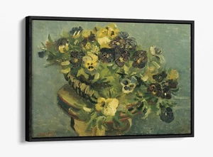 VINCENT VAN GOGH, BASKET WITH VIOLETS -FLOAT EFFECT CANVAS ART PRINT - Picture 1 of 12