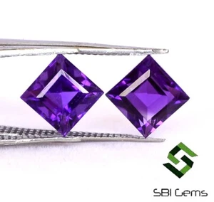 2.70 CTS Certified Natural Amethyst Square Cut Pair 6x6 mm Untreated Loose Gems - Picture 1 of 6