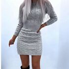 Long Bodycon Jumper Dress Sleeve Party Sweater Ladies Mini Knitted Womens Dress