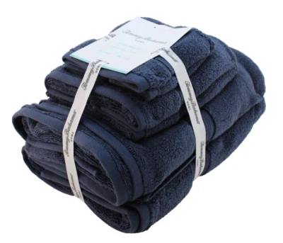 TOMMY BAHAMA Boardwalk Set of 6 Navy Blue  100% Cotton Zero Twist Bath Towel Set - Image 1 of 4