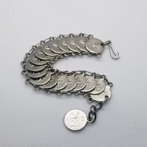 Vtg Star Of Bethlehem Coin Bracelet Souvenir Town Cross Jesus Religious  - Picture 1 of 4