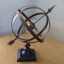 Cast Iron Heavy Metal Armillary Sphere with Arrow Globe Decor 16" Tall