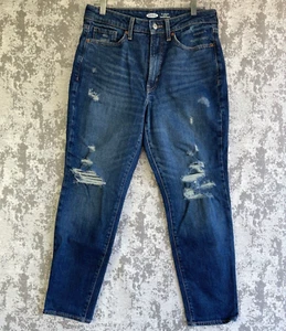 Womens Old Navy OG Straight High Rise Distressed Denim Blue Jeans - Picture 1 of 11