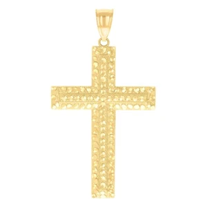 Rea 10kt Yellow Gold Unisex Nugget Cross Religious Charm Pendant 2.5 Grams - Picture 1 of 1
