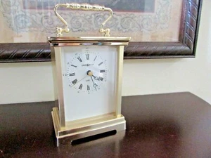 Howard Miller Quartz Desk Clock Gold Tone w/ Roman Numerals Non-Working Germany - Picture 1 of 10