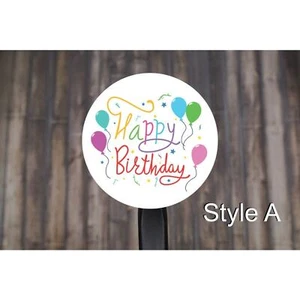 Happy Birthday Round Stickers Style A - Picture 1 of 2