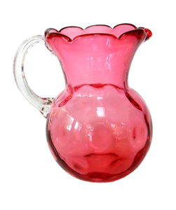 Pilgrim Glass Cranberry mini pitcher 5 in applied handle - Picture 1 of 11