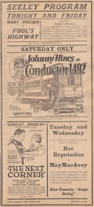 1924  Movies Print Ad. Conductor 1492, The Next Corner, Her Reputation - Picture 1 of 1