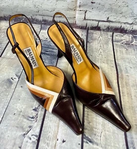 Balmain Shoes | Vintage Balmain Brown Pointed Slingback Heels UK 6/EUR 39 - Picture 1 of 8