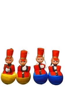 Vtg Christmas Tree Ornament Satin Balls Toy Soldiers on Top Retro Decorative - Picture 1 of 12