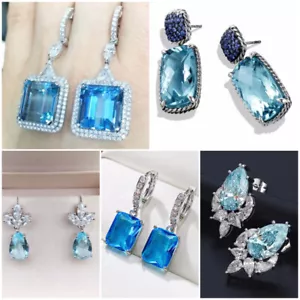 Pendientes de compromiso para mujeres moda circonio joyería de circón con plata 925 - Imagen 1 de 13