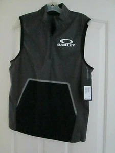 Genuine Oakley Men's Size Small S Albatross Rain Vest Jacket 412669 Black Gray - Picture 1 of 6
