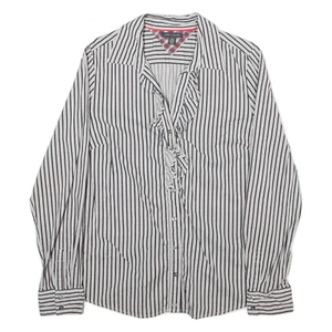 TOMMY HILFIGER Womens Shirt White Striped Long Sleeve M - Picture 1 of 6