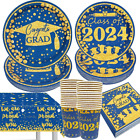 Plaques et serviettes de graduation bleu et or, décorations de graduation bleu marine, C