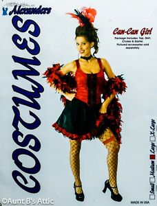 Can Can /Western Saloon Girl Costume Rd/Blk Velour Skirt Top Garter & Choker