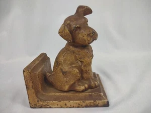 Vintage Cast Iron Metal Terrier Dog Door Stop Bookend Puppy Ear Up 5 3/4" tall - Picture 1 of 10