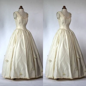 Victorian Wedding Dresses Vintage Sleeveless Champagne  1950s Bridal Ball Gowns - Picture 1 of 10