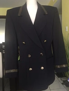 ESCADA BLK ZWEIREIHIGER BLAZER - Gr. 10US/42EUR - KNOPF PAILLETTEN PERLENBESATZ - GEBRAUCHT - Bild 1 von 10