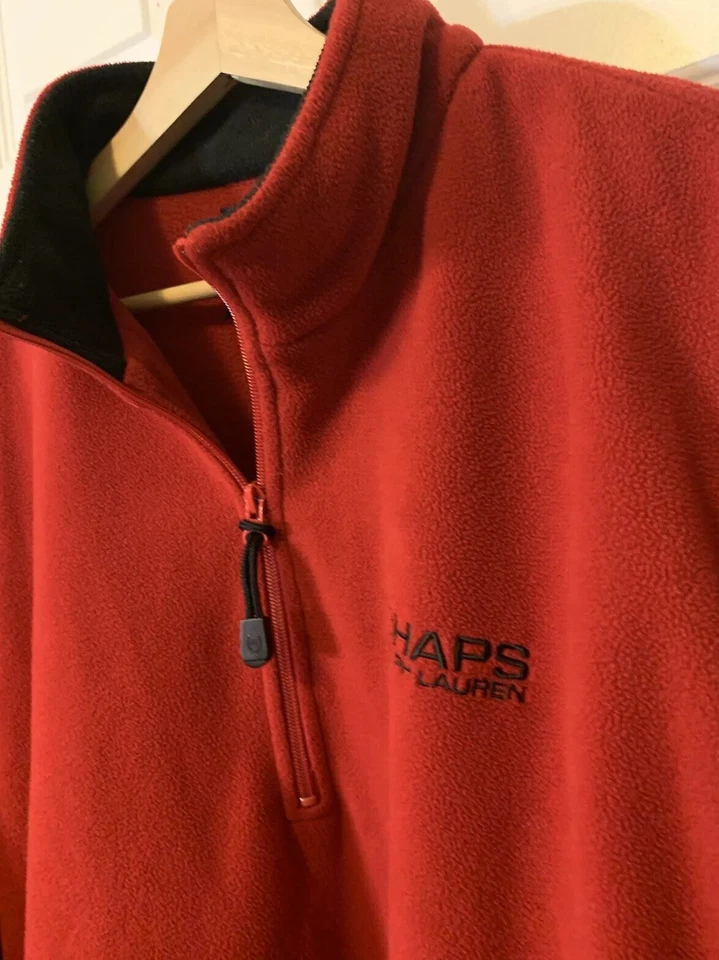 Vtg Chaps Ralph Lauren Mens Sz XL Fleece 1/2 Zip Red Gray Black Sweater Rare - Image 1 of 4