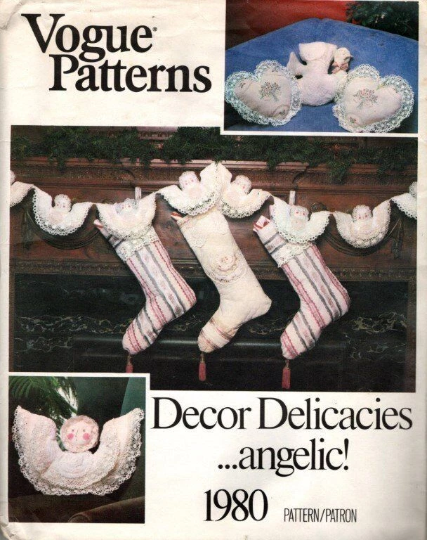 VOGUE PATTERNS 1980 CHRISTMAS DECOR DELICACIES..ANGELIC ! STOCKINGS + MORE - Image 1 of 1