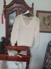 &quot;HANDKNITTED&quot; CREAM 100% WOOL....LACEY EYELET HOLED L /  S JUMPER..SIZE12