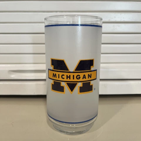 University of Michigan Wolverines NCAA College Mobil Gas frosted Tumbler Glass Cover