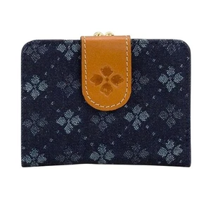 Portafoglio Patricia Nash Iberia nuovo con etichette firmato Floret BLU DENIM & PELLE MARRONE CHIARO RFID - Foto 1 di 6