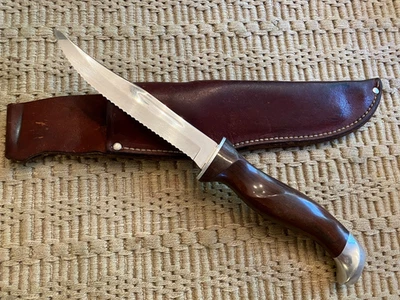 Cutco 1069 Serrated Fixed Blade Hunting Knife Classic Swirled Handle & Sheath - Image 1 of 4