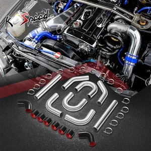 8Pcs Universal 3" OD 180 U-Bend 45/0 Degree Tube 23.65" Straight Pipes+Couplers - Picture 1 of 9