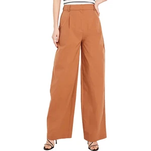 Old Navy Popeline Taylor Wide-Leg Trouser Hose Damen 6 braun Plissee NEU - Bild 1 von 13