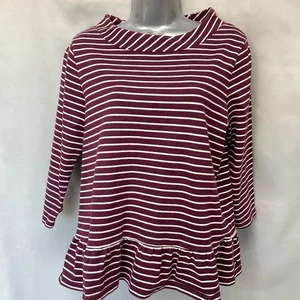 LADIES JOULES X_NEVE Plum Stripe Long Sleeve Top Size 12 (475S) - Picture 1 of 5
