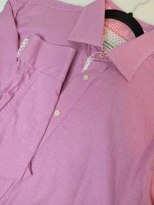 Ted Baker Endurance Ted's Calce Clásico Talla 16.5 Puño Abatible Rosa Oscuro Cuadros Contraste Foto 1 de 4