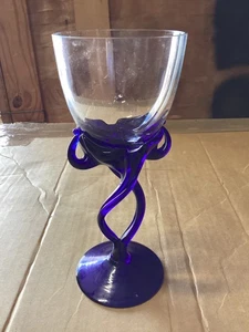 Vintage Krosno Made in Poland Kunstglas Kobaltblau Glas/Kerzendekor - Bild 1 von 8