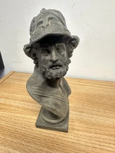 Vintage Ajax The Great Greek Mythological Hero Warrior Metal 9" Bust - Imagen 1 de 10