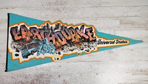 Vintage Universal Studios Earthquake Cutout Top Felt Pennant Flag Theme Park - Picture 1 of 3